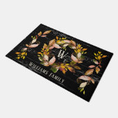 水素朴彩秋のリースファミリーブラック ドアマット (アングル)