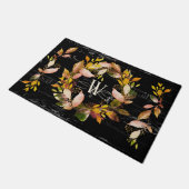 水素朴彩秋のリースファミリーブラック ドアマット (アングル)