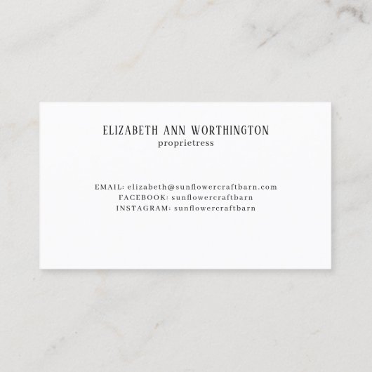 水素朴彩納屋とヒマワリの国 名刺 (裏面)