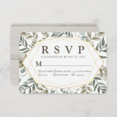 水素朴彩葉の幾何学結婚式RSVP 出欠カード (正面/裏面)