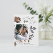 水素朴自然色のブーケ日付を保存 インビテーションポストカード (スタンド正面)