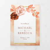 水素朴自然色フローラテラコッタ結婚ズ 三つ折り招待状 (カバー)