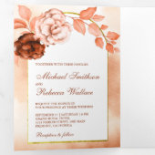 水素朴自然色フローラテラコッタ結婚ズ 三つ折り招待状 (内部最初)