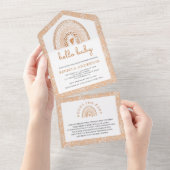 水素朴自然色ボホレインボーベビーシャワー オールインワン招待状 (貼ってはがせる)