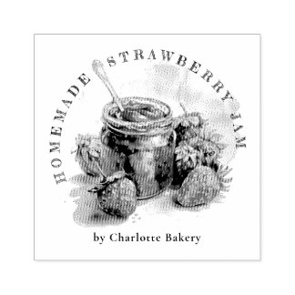 水素朴色いちごジャム瓶パッケージラベル ラバースタンプ