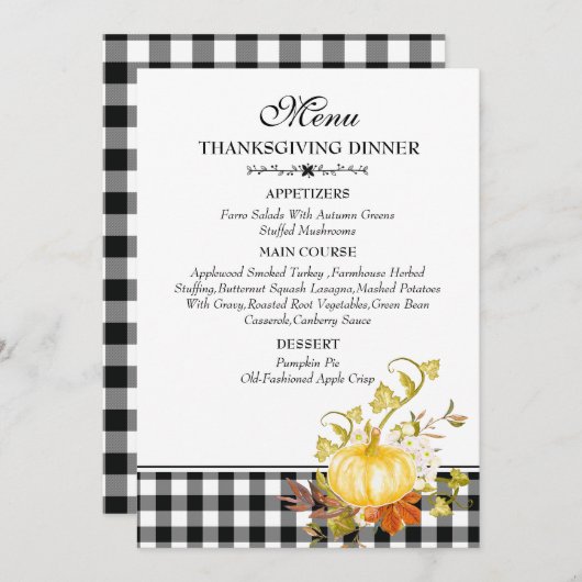 水素朴色かぼちゃの格子感謝メニュー メニュー (正面/裏面)