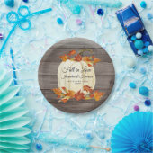 水素朴色かぼちゃの紅葉ダークウッド ペーパープレート (パーティー)