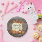 水素朴色かぼちゃの紅葉ダークウッド ペーパープレート (パーティー)