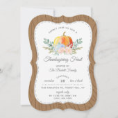 水素朴色かぼちゃ感謝祭ディナー 招待状 (正面)