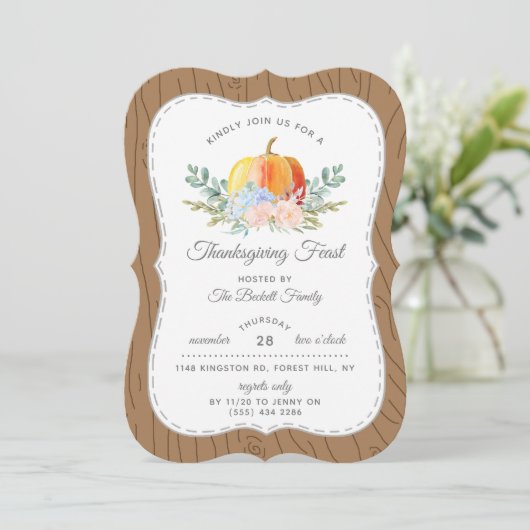 水素朴色かぼちゃ感謝祭ディナー 招待状 (スタンド正面)
