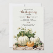 水素朴色かぼちゃ感謝祭ディナー 招待状 (正面)