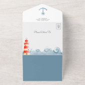 水素朴色かわいいボートベビー航海のシャワー オールインワン招待状 (外側)