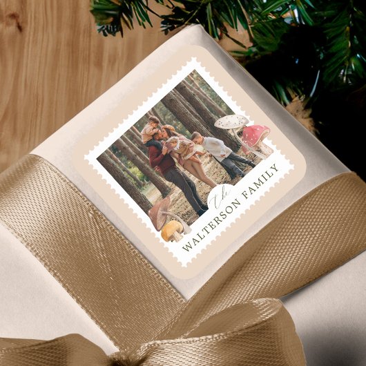 水素朴色きのこ写真スタンプ スクエアシール