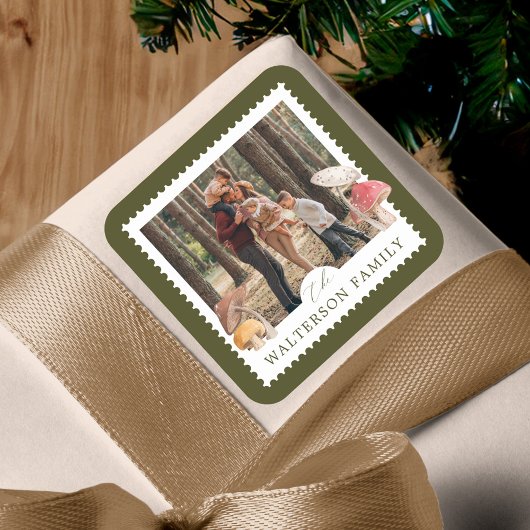 水素朴色きのこ写真スタンプ スクエアシール