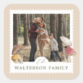 水素朴色きのこ写真スタンプ スクエアシール (正面)