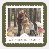 水素朴色きのこ写真スタンプ スクエアシール (正面)