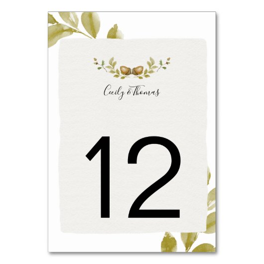 水素朴色のどんぐりとオーク離れ材 | テーブルナンバー (正面)