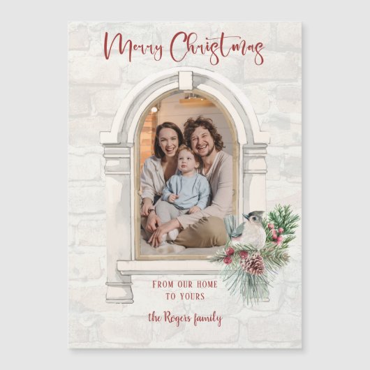 水素朴色のウィンドウとクリスマスフローラ写真 (正面)