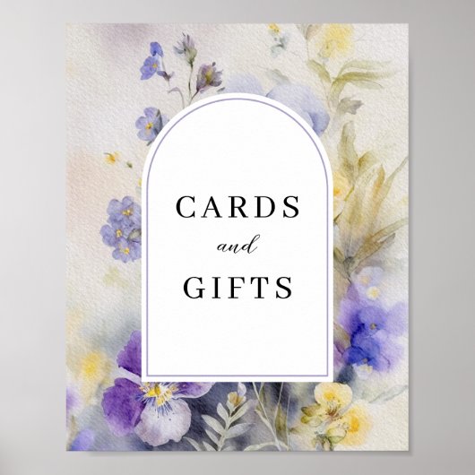 水素朴色のスミレのカードとギフトサイン ポスター (正面)