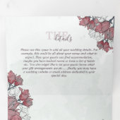 水素朴色のピンクのフローラすべて結婚の 三つ折り招待状 (内部最初)