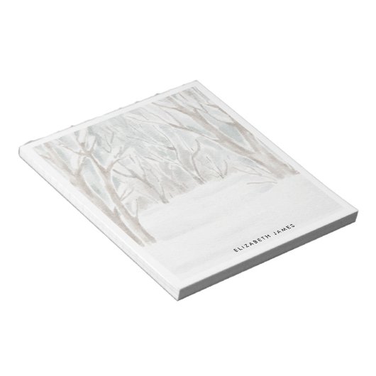 水素朴色の冬の森パーソナライズされた ノートパッド (アングル)