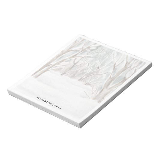 水素朴色の冬の森パーソナライズされた ノートパッド (回転)