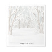 水素朴色の冬の森パーソナライズされた ノートパッド (正面)