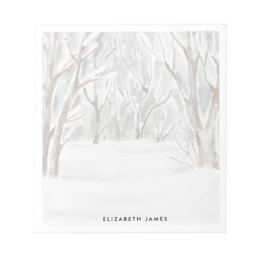 水素朴色の冬の森パーソナライズされた ノートパッド (正面)