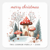 水素朴色の冬の森メリークリスマス スクエアシール (正面)