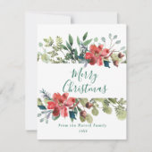 水素朴色の冬の緑と赤い花 シーズンカード (正面)
