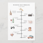 水素朴色の図解入りの、写真付きの結婚式のタイムライン プログラム (正面)