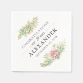 水素朴色の多肉性の砂漠のサボテン結婚ズ スタンダードカクテルナプキン (正面)