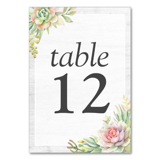 水素朴色の多肉性の砂漠のサボテン結婚ズ テーブルナンバー (正面)