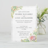 水素朴色の多肉性の砂漠のサボテン結婚ズ 招待状 (スタンド正面)