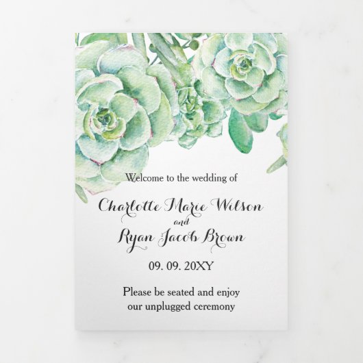 水素朴色の多肉性の砂漠の写真結婚の 三つ折りプログラム (カバー)