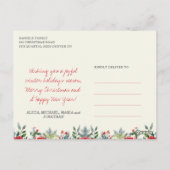 水素朴色の家族の名前モノグラムクリスマス ポストカード (裏面)