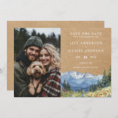 水素朴色の山のフローラ結婚写真 セーブザデート (正面/裏面)