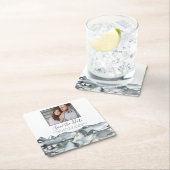 水素朴色の山の写真の日付を保存 スクエアペーパーコースター (インサイチュ)