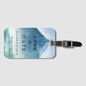 水素朴色の山の日付を保存 ラゲッジタグ (正面横)