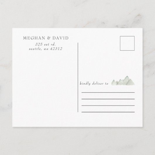 水素朴色の山の日付を保存 案内ポストカード (裏面)