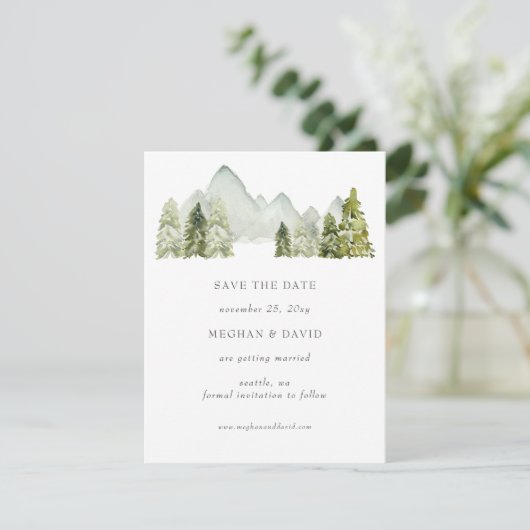 水素朴色の山の日付を保存 案内状 (スタンド正面)