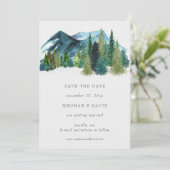 水素朴色の山の松の日付を保存 招待状 (スタンド正面)