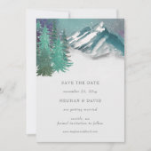 水素朴色の山の松の日付を保存 招待状 (正面)