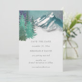 水素朴色の山の松の日付を保存 招待状 (スタンド正面)