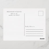 水素朴色の山の松の日付を保存 箔招待状ポストカード (裏面)