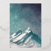 水素朴色の山の松の日付を保存 箔招待状 (裏面)