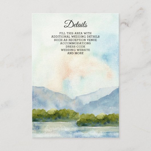 水素朴色の山の湖の冬の結婚式 エンクロージャーカード (正面)