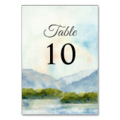 水素朴色の山の湖の冬の結婚式 テーブルナンバー (裏面)