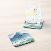 水素朴色の山の湖の日付を保存 コースター (右側)