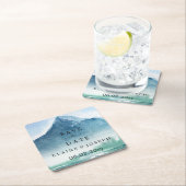 水素朴色の山の湖の日付を保存 スクエアペーパーコースター (インサイチュ)